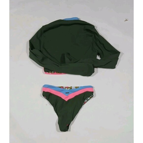 Maaji Crocodile Reversible Crop Cover-Up Jacket Bottoms Est Size XS Floral - Picture 10 of 12